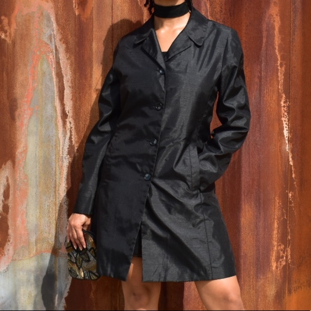 Black London Fog Trench Coat sz Med